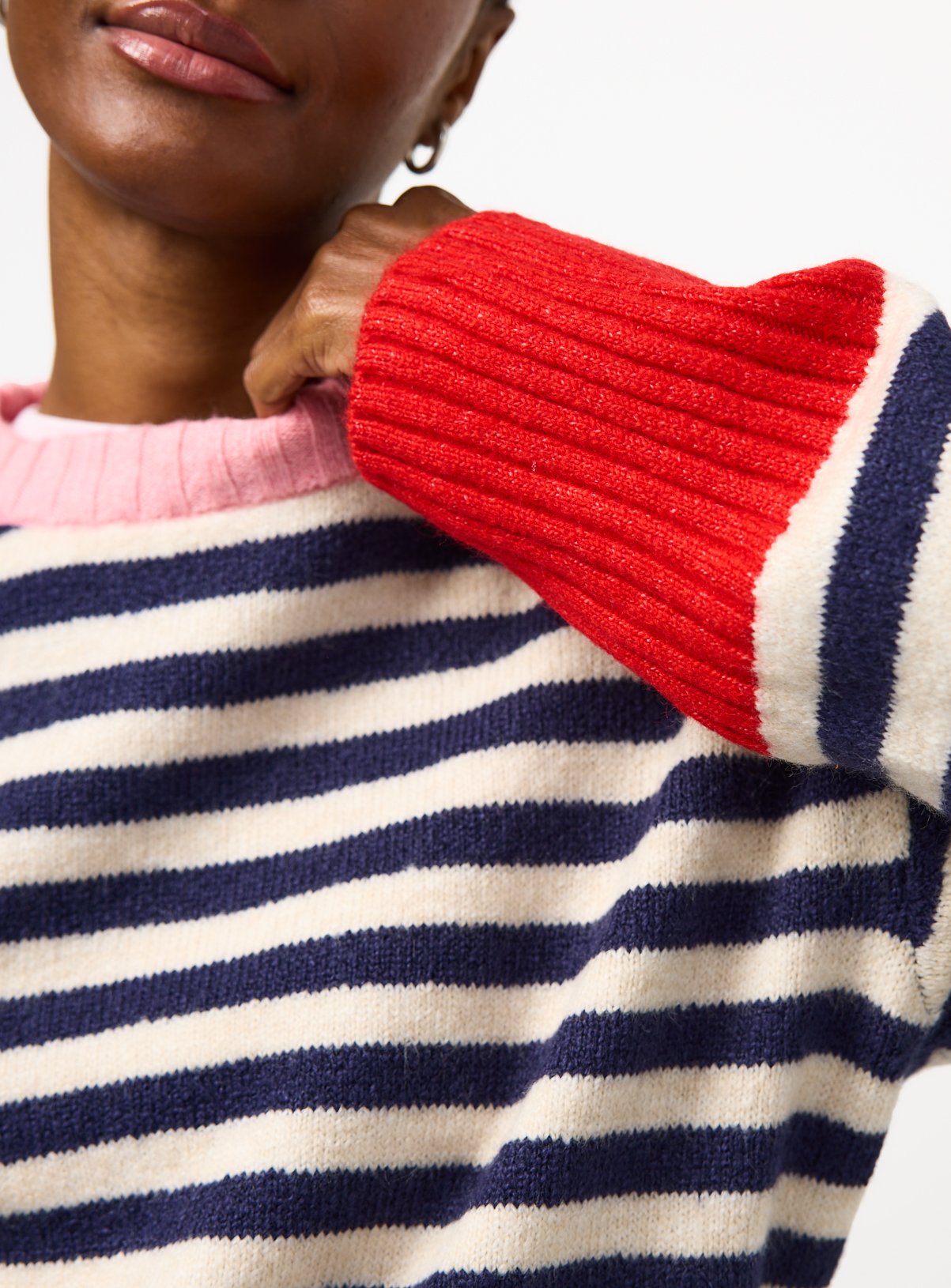 Multi Colour Block Print Deep Rib Jumper L - Image 3 thumbnail